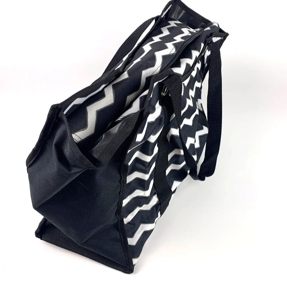Thirty-One‎ 31 All Day Organizing Tote Black Chevron Red Embroidery School Sucks